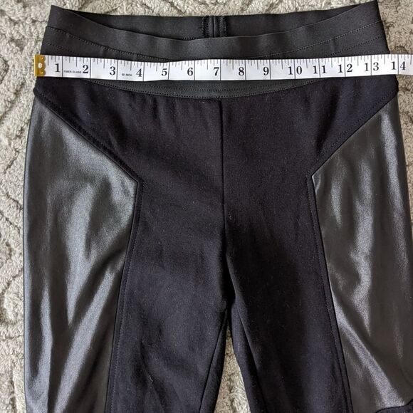 Bcbgmaxazria mari faux leather panel black leggings size small @W - Picture 7 of 13